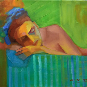 Pañuelo Azul - óleo 40x50 2022