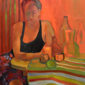 Mantel Rayado - óleo 90x70 2022