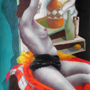 Desnudo entre Rojos - Pastel 100x70 2014