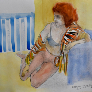 Medias Rosas - Acuarela y Lápiz 31x42 2023