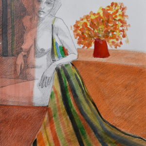 Bata Rayada - Acuarela y Lápiz 42x31 2024