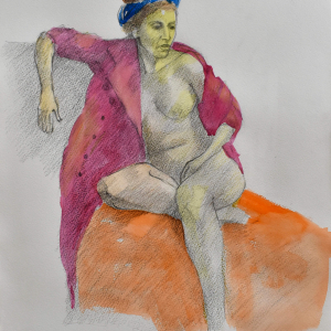 Tapado Rojo - Acuarela y Lápiz 42x31 2023