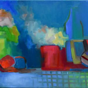 Flores sobre el Azul - Óleo 50x90 2021