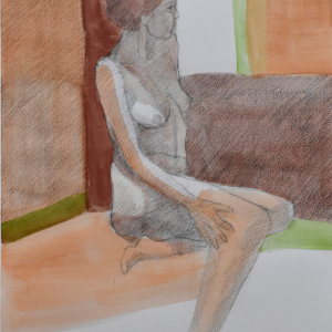 Observando el Afuera - Acuarela y Lápiz 42x31 2024