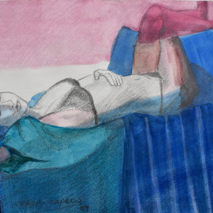 Manta a Rayas - Acuarela y Lápiz 32x41 2024