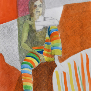 Medias Rayadas - Acuarela y Lápiz 50x35 2024