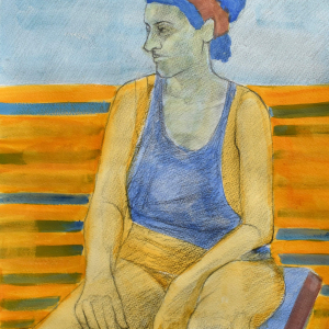 Mujer Agotada - Acuarela y Lápiz 42x31 2024