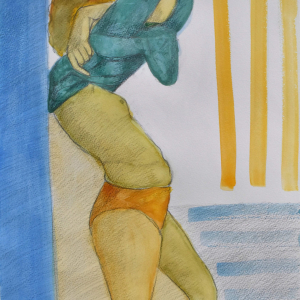 Rayas Naranjas - Acuarela y Lápiz 42x31 2024