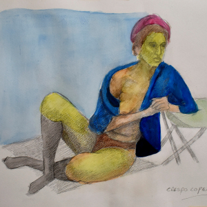 Chaqueta Azul - Acuarela y Lápiz 31x42 2023