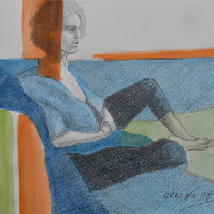 Confortáblemente en el Sillón Azul 31x42 2024