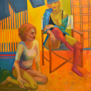 Charla de Amigas en la Playa - Óleo 100x100 Año 2024