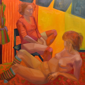 Confesiones en la Playa - Óleo 100x100 Año 2024