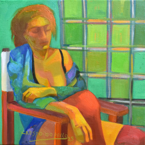 Melancolía frente al Ventanal - Óleo 40x40 2025