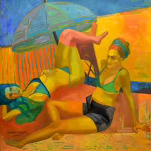 Atardecer en la Playa - Óleo 120x120 Año 2024